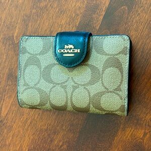 Coach Signature Wallet in Tan and Dark Brown